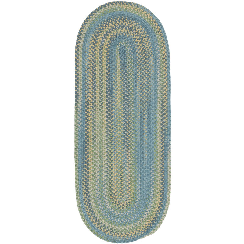 Tapis vert en laine tressée Nourhan, Tapis de couloir 2 pi x 11 pi
