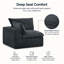 Canapé modulaire composé de mousse grise segmentée et emballé sous vide ; comprend un accoudoir droit permettant une configuration flexible — un fauteuil minimaliste, durable et décontracté, idéal pour le salon.