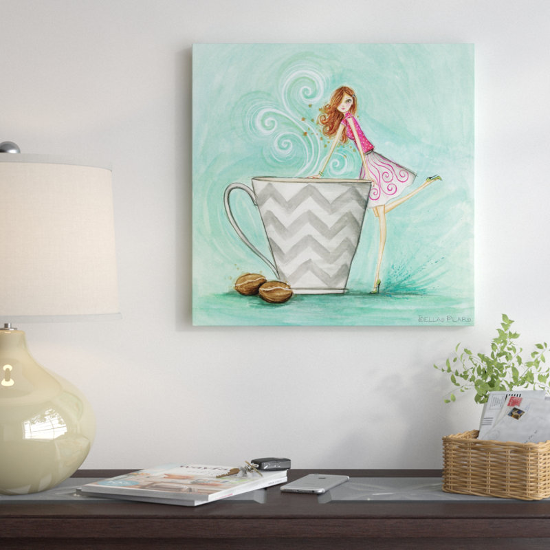Café au lait series : java josie, reproduction d’art sur toile tendue, H 18 po x l 18 po x P 1,5 po, Toile avec cadre noir