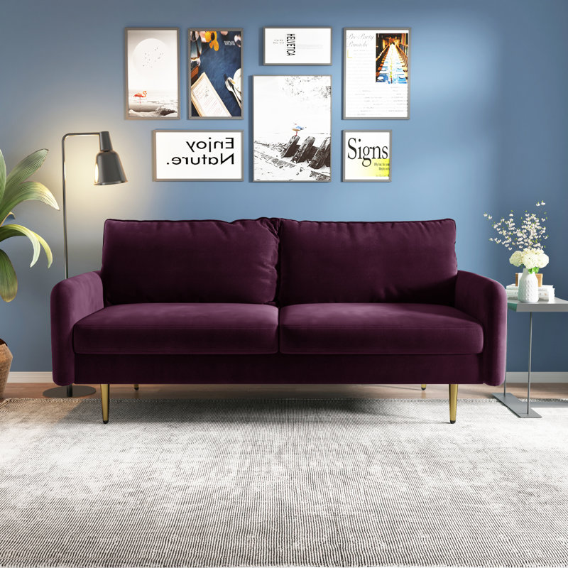 Siniard 70'' Upholstered Sofa, Eggplant 100% Polyester, 33.1" H X 70" W X 31.7" D