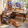 Agathi 60cm W Rectangle L Shaped Computer Desk With Monitor Stand and Cabinet LED Light Gaming Desk With Power Outlet Large Home Office Desk