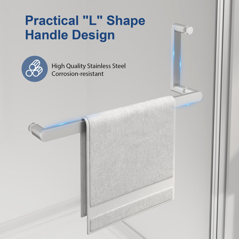 24-26 in. W x 72 in. H Pivot Frameless Shower Door in Brushed Nickel with Clear Tempered Glass, Brushed Nickel