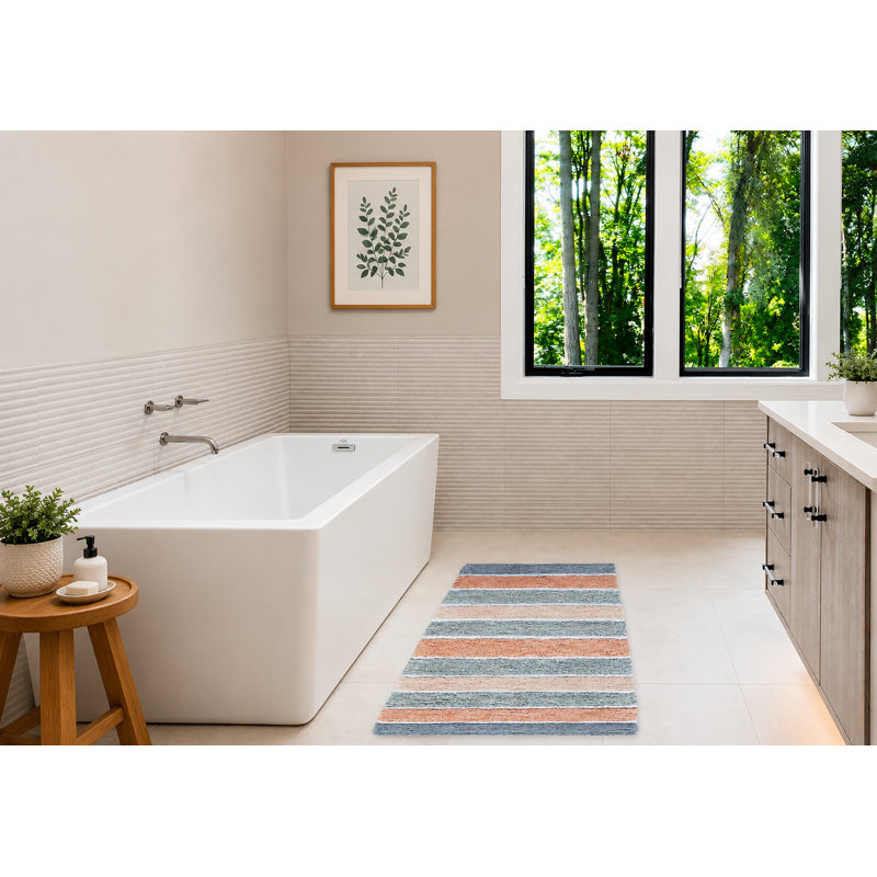 Tapis pour salle de bain Cervantez, Gris/Rosé, L 24 po x L 60 po