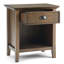 Table de chevet transitionnelle en bois massif l 24 po Acadian avec 1 tiroir, rangement ouvert et quincaillerie bronze-873001836