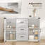 Buffet buffet à 3 tiroirs et 2 portes grain de bois blanc-108609741