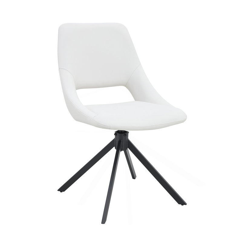 Chaise de salle à manger pivotante confortable, chaises de cuisine en métal avec cuir Goldmesh résistant aux égratignures et haut dossier
