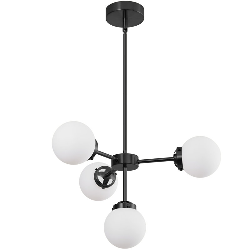 Lustre spoutnik 4 lumières Kalaila, Noir mat