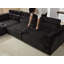Canapé d'angle modulaire en laine d'agneau noire moelleuse de 316 cm (124,3 po), avec assise profonde et confortable, et coussins décoratifs pour le salon.-133898542-133898543-133898541