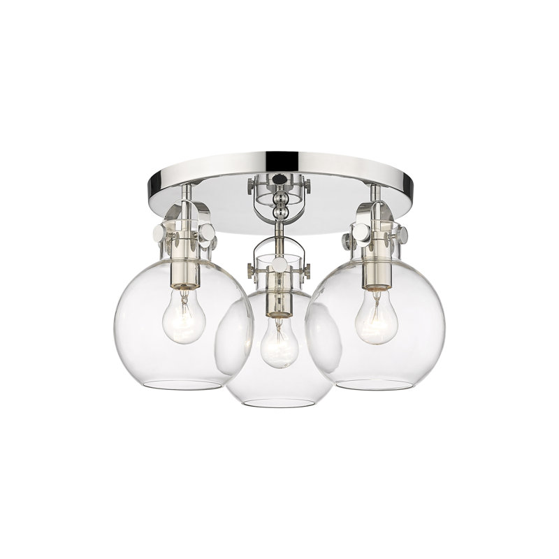 Slocomb Glass Semi Flush Mount, Clear, Polished Nickel