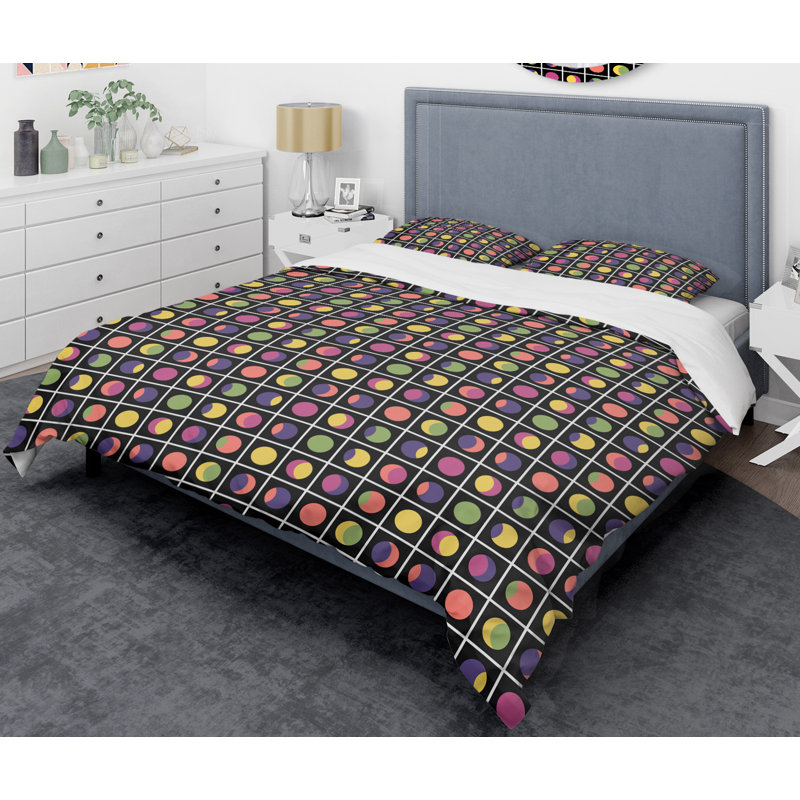 Ensemble de housse de couette mid-century rétro, Housse de couette très grand + 2 taies décoratives