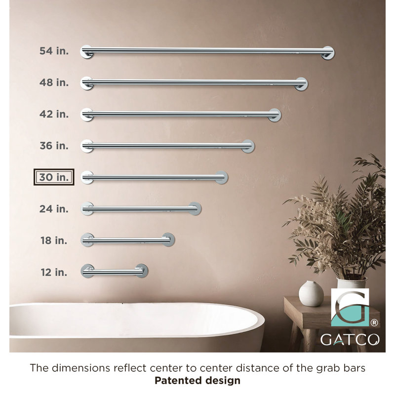 Glam Stainless Steel ADA Compliant Grab Bar | Bathroom Safety Grab Bar, 33" W, Chrome