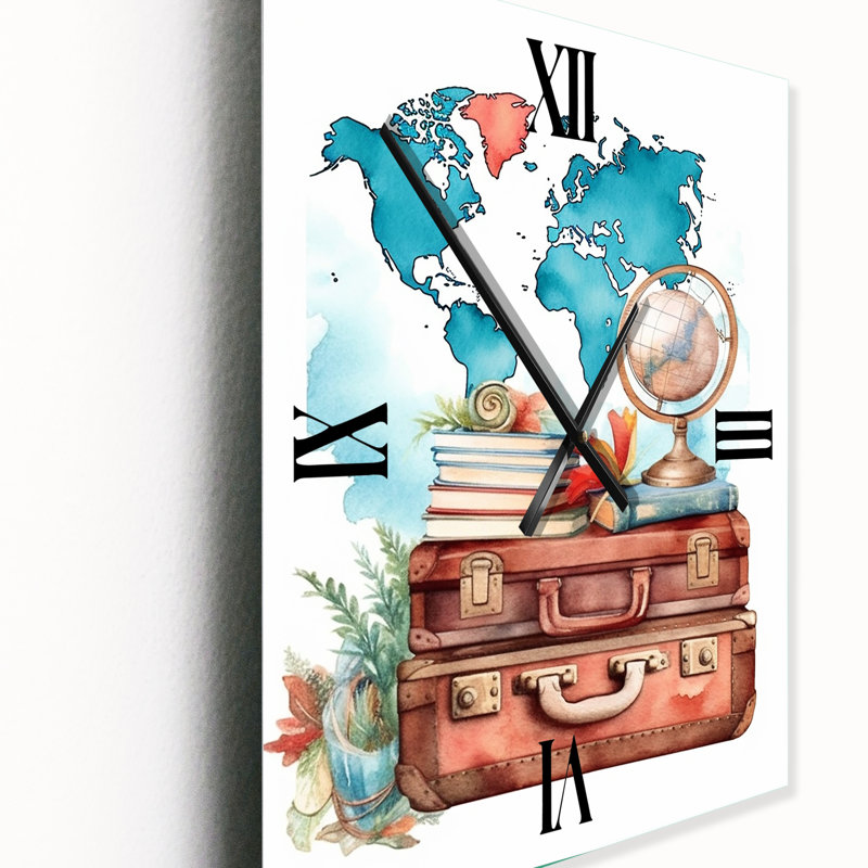 Travel Adventure II - Horloge murale de voyage surdimensionnée, Médium