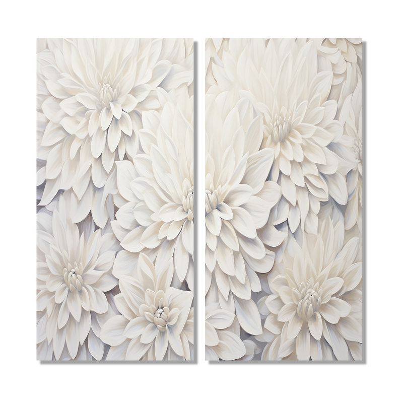 «White Dahlia Charm Collage», art mural blanc, 20" H x 24" W, Toile tendue, Does Not Apply