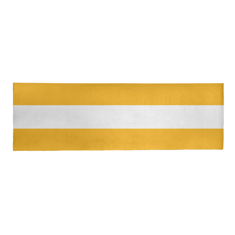 Tapis doré/blanc rayé, Tapis de couloir 2 pi 6 po x 8 pi