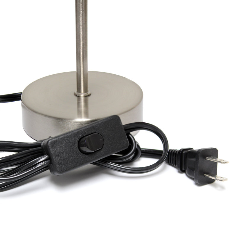 Amandev Simple Designs Sand Nickel Mini Basic Table Lamp with Tapered Fabric Shade, Brown