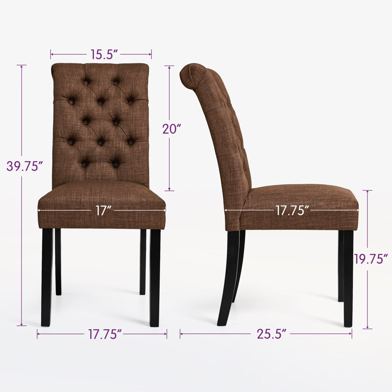 Tufted Upholstered Dining Chairs, Solid Wood Kitchen Side Chairs with Ergonomic Back Support and Adjustable Foot Pegs, 4