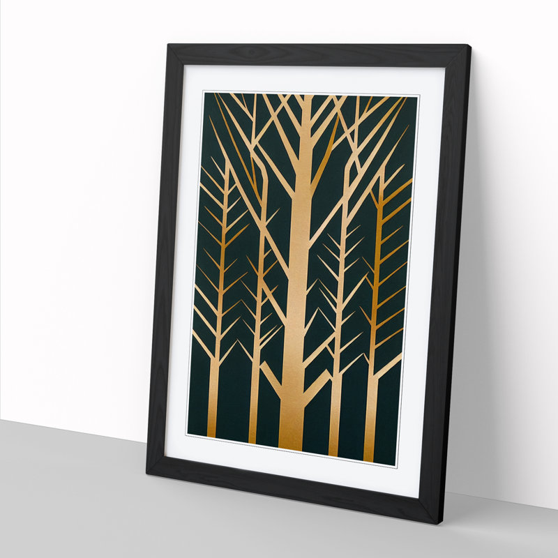 Oak Tree Art Deco Vol.1 - Picture Frame Print, 46cm H x 34cm W, Oak