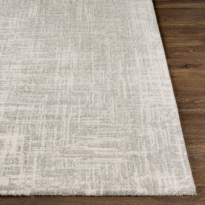 Baucom Abstract Light Gray/Ivory Area Rug, Rectangle 9' x 12'