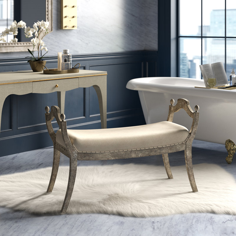 Alice Upholstered Bench, Weathered Gray