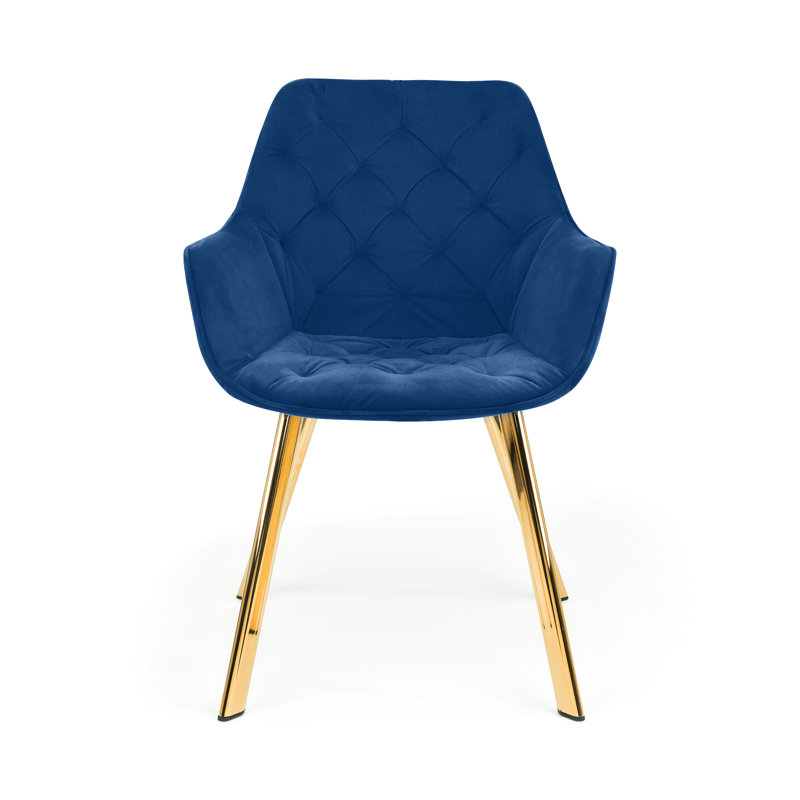 Lula 49.5cm H Tufted Velvet Upholstered Armchair in Blue, Blue