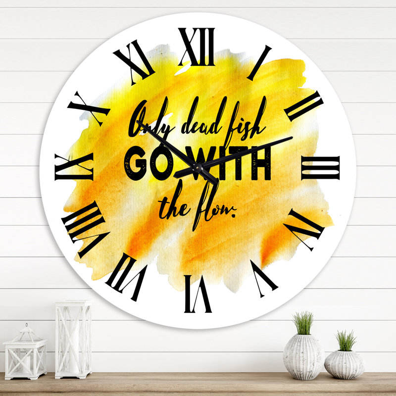 Only Only Fish Go With The Flow - Horloge murale moderne, Moyenne