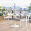 Table de salle à manger carrée moderne, table de cuisine blanche avec base en métal pour 4 personnes