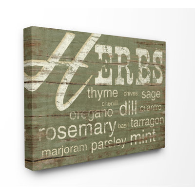 " The Stupell Home Decor Herbs And Words Green Kitchen " by Jennifer Pugh