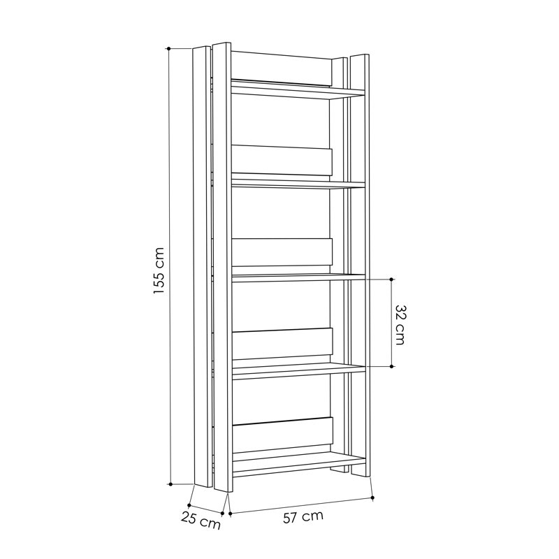 Chaney 155cm H x 57cm W Standard Bookcase, White