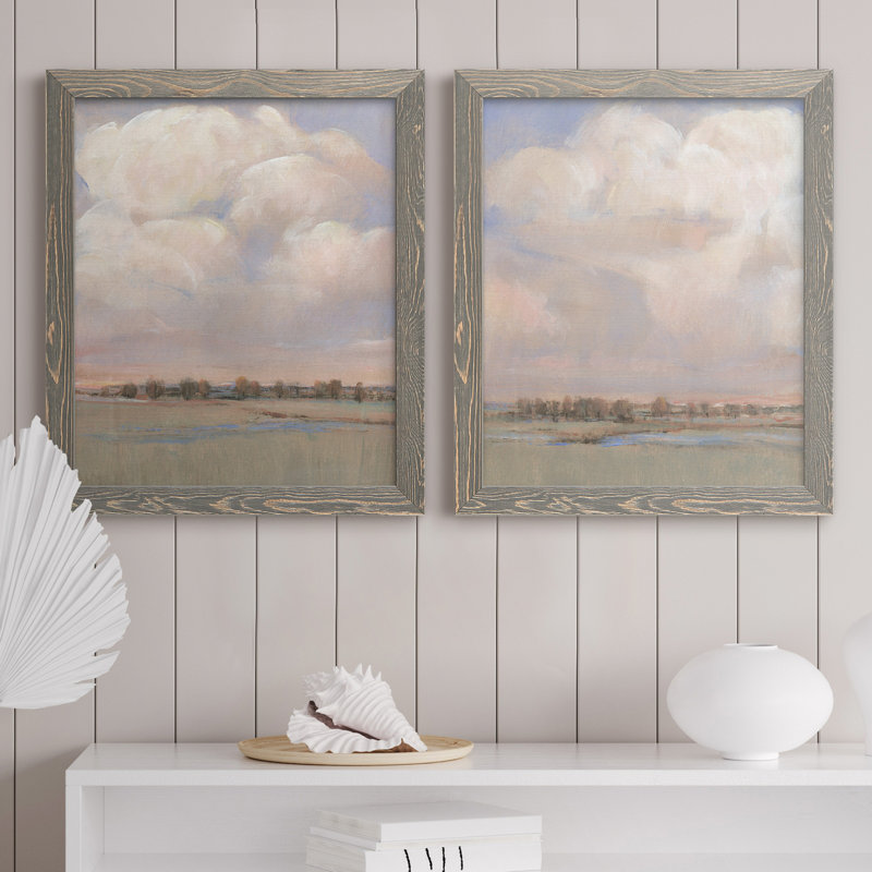 «Billowing Clouds I», ensemble de 2 reproductions d'art sur toile, H 24 po x l 36 po x P 1,5 po, Toile avec cadre gris