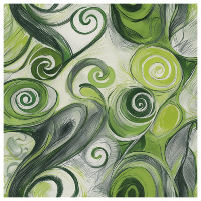 Toile abstraite à motif de tourbillons verts en plusieurs tailles
