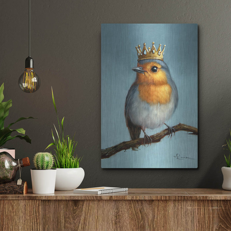  «Royal Robin» par Lucia Heffernan, art mural en métal, 12 po x 16 po, H 16 po x l 12 po