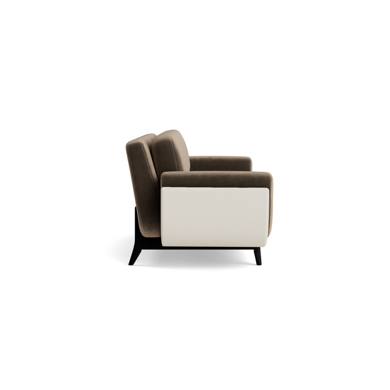 Regatta 90 Sofa, Performance Velvet-Otter/Greenwich Leather-Cream, Black