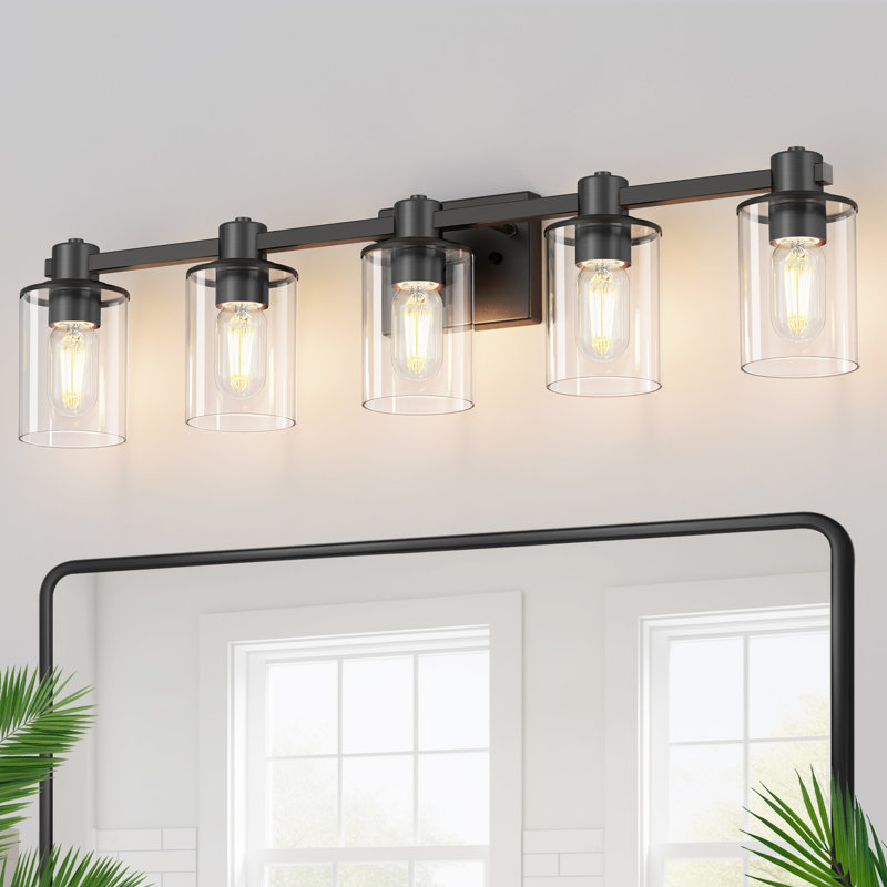 Luminaire industriel à 5 lumières Modern, Noir mat