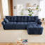 Canapé modulaire capitonné en L en chenille avec repose-pieds et coussins Holdan-112556419-117044407