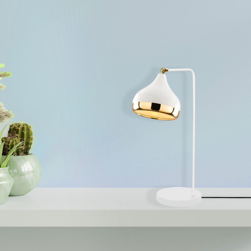 Lampe de table en métal Tamarind, Blanc, Blanc / Doré