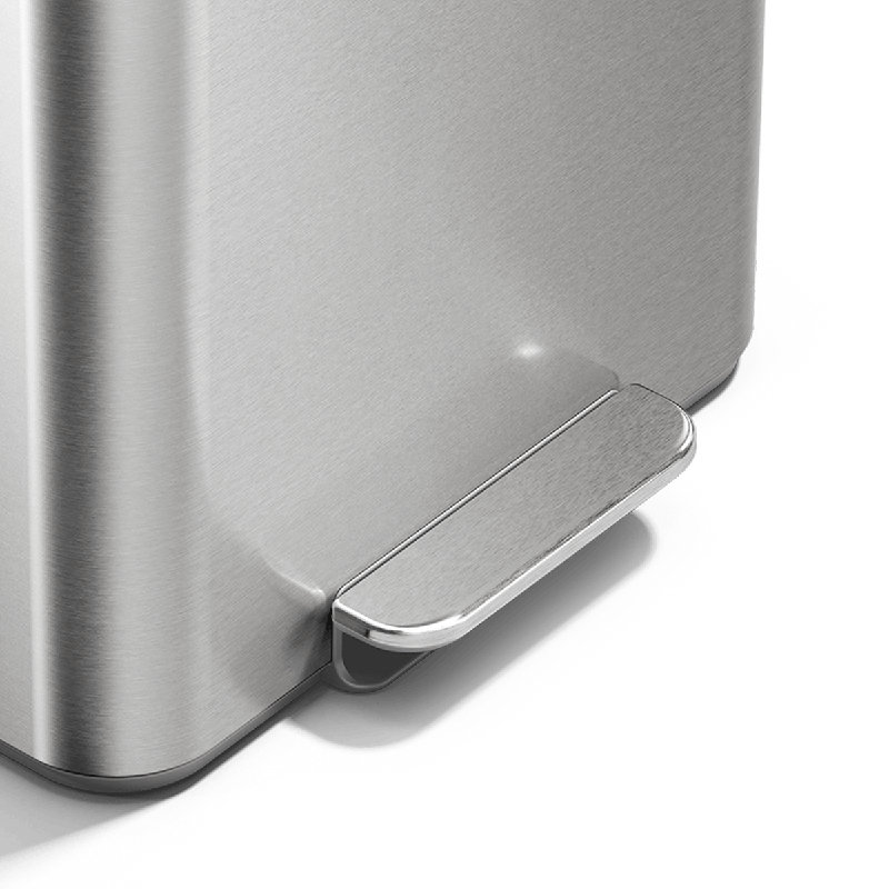 Simplehuman 16L Mini Rectangular Step Can, Brushed Stainless Steel, Brushed Stainless Steel