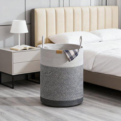 Large 75L Laundry Hamper Basket, Cotton Rope Woven Clothes Storage Bin With Handles For Bedroom, Nursery, Blanket Organization