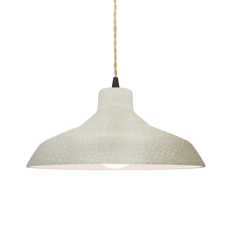 Fallon - Light Dome Pendant, 6.25" H x 13.5" W x 13.5" D, Celadon Green Crackle, Matte Black