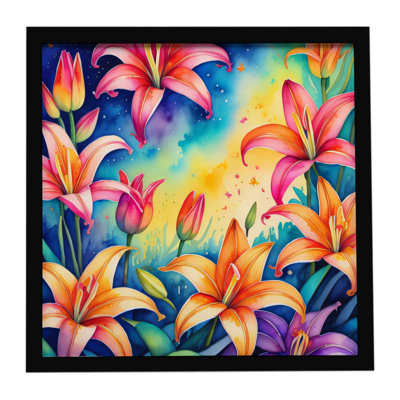 Colorful Lilies Framed Metal Print