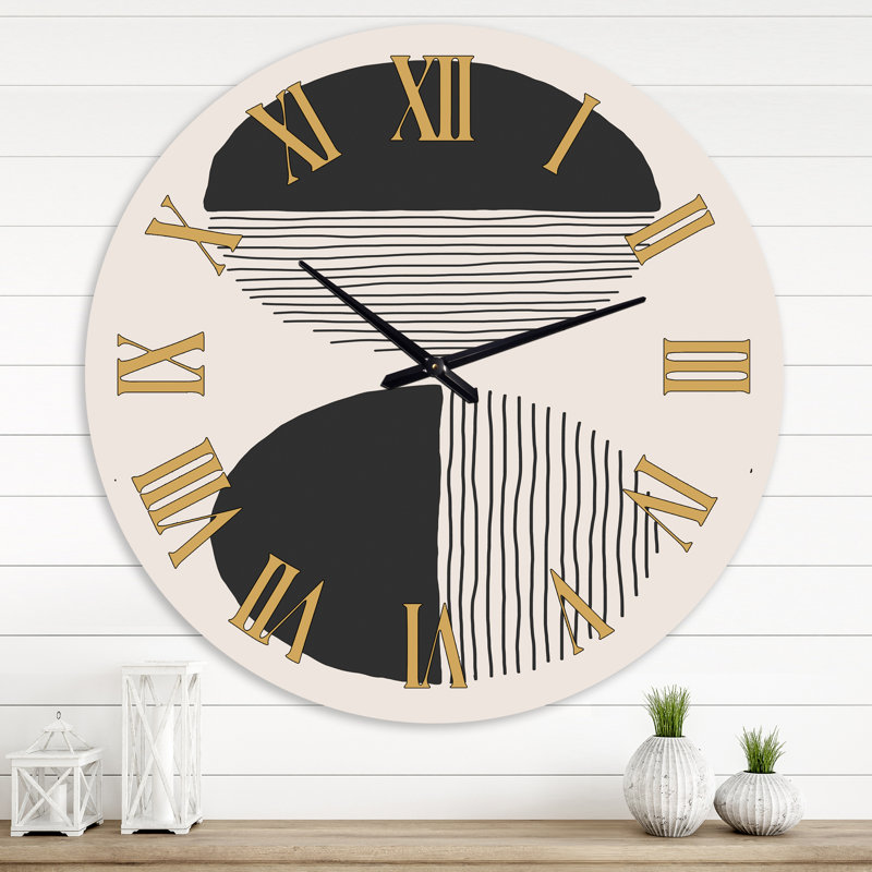 Minimal Geometric Lines and Circle IV - Horloge murale moderne, Grand