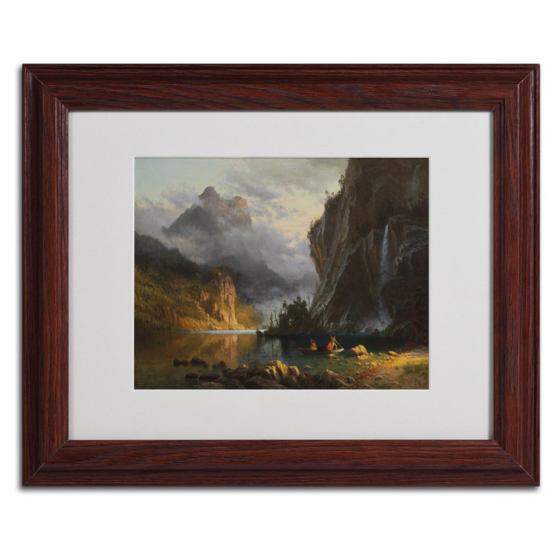 « indiens spear pêche » par albert bierstadt,, reproduction d’art encadrée, H 11 po x l 14 po x P 0,5 po, Noir