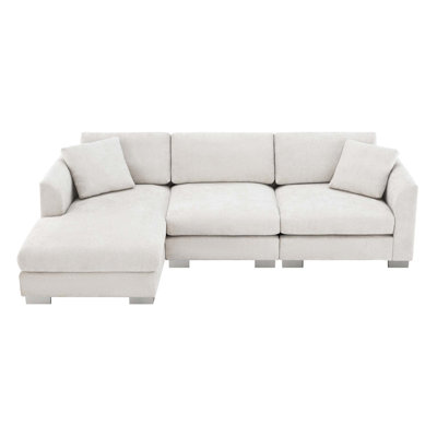 96*56" Modern Cloud Sectional Sofa,L-shaped Luxury Couch Set with 2 Free pillows,4-seat Chenille Indoor Furniture with Oversized Chaise for Living Room,Apartment,Office