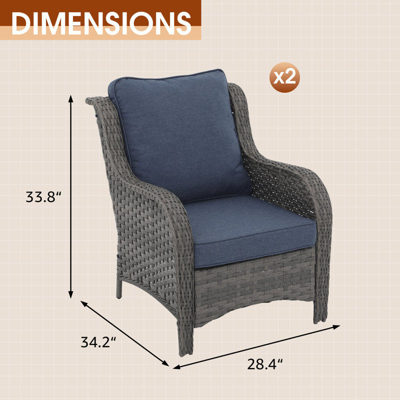 Outdoor Patio Chairs (Set of 2), Navy
