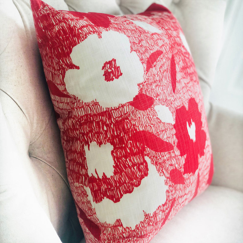 Oreiller luxueux hibiscus, 16 po x 1 po, Coussin décoratif
