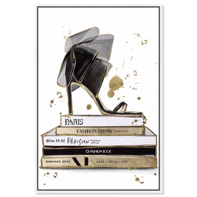 «Fashion Heel and Book Stack», impression sur toile