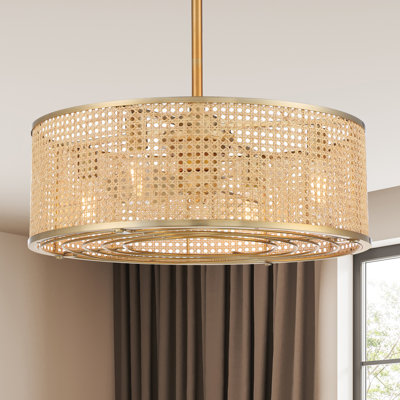 Hampson 25" 4 - Light Fandelier in Brass with Remote Control
