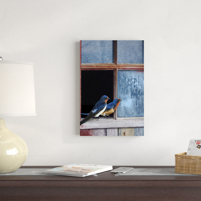 " Barn Swallows Window " Painting Print, 18" H x 12" W x 1.25" D
