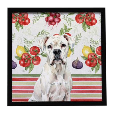White Boxer Vegetables Framed Metal Print