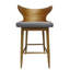 Of 2 Bar Chairs, Mid-century Look, Grey Upholstery, Rubberwood, 41" H Stool Pair, Fabric Cushion, Strong Rubberwood Structure, 41