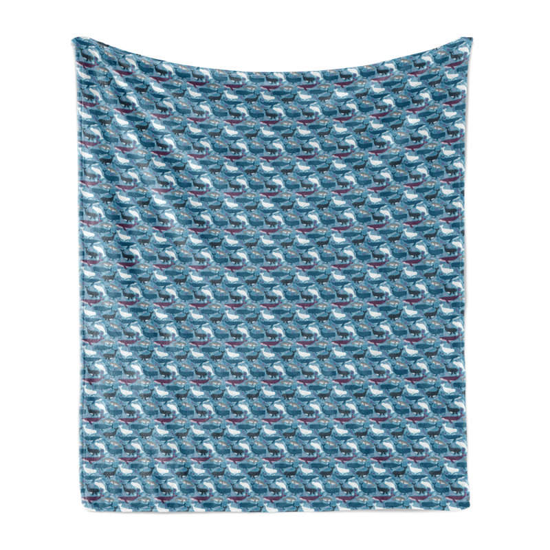Ambesonne Nautical Fleece Throw Marine Olive Green Ruby, 50" W 60" L